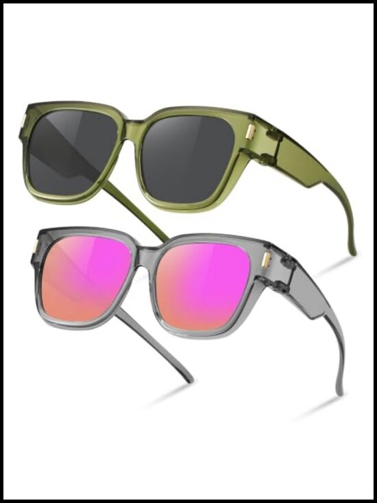 Polarized Fit Over Glasses Sunglasses Square Wrap Around UV400 Protection main image 5